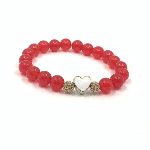 Red jade heart bracelet- valentine's gift for her!