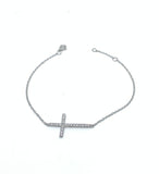 Sterling Silver CZ Cross Bracelet