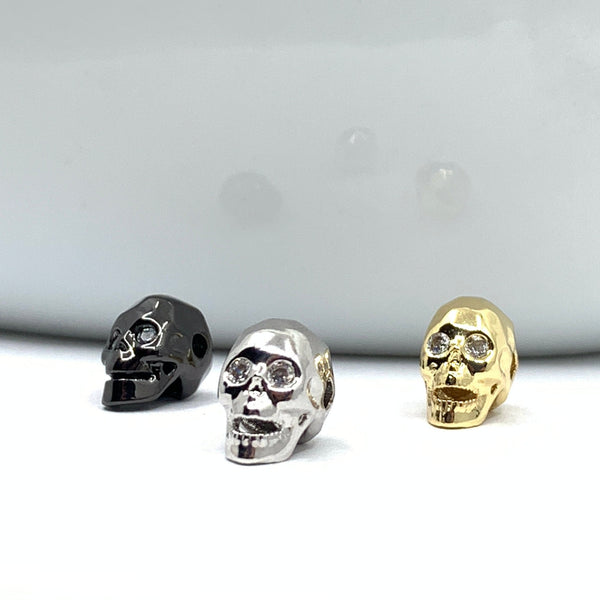 Skull beads in gold, silver and gunmetal colors