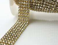 5 Row Gold Rhinestone Chain, Clear Stones | Bellaire Wholesale