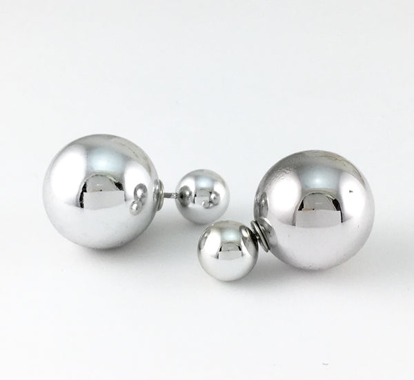 Double Sided Pearl Stud Earrings, Silver | Bellaire Wholesale
