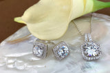 Bridal Cubic Zirconia Set, Square Halo Style Silver Bridal Set | Bellaire Wholesale