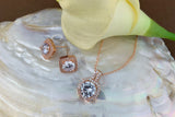 Bridal Cubic Zirconia Set, Square Halo Style Rose Gold Bridal Set | Bellaire Wholesale
