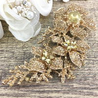 Gold with Gold Rhinestones Brooch Pin | Bellaire Wholesale