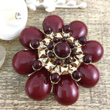 Flower Shape Burgundy Brooch Pin | Bellaire Wholesale