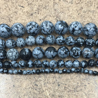 12mm Black & Grey Snowflake Obsidian Bead | Bellaire Wholesale