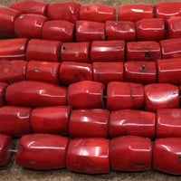 Dyed Red Coral Drum Beads | Bellaire Wholesale
