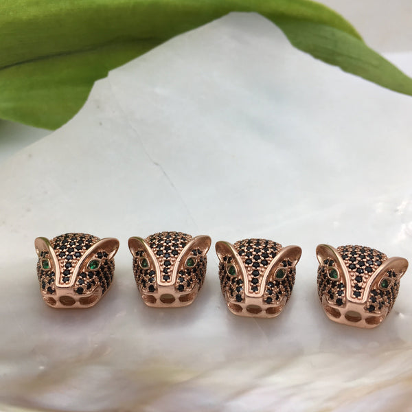 Brass Rose Gold Panther Head Bead | Bellaire Wholesale