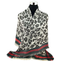 Leopard Print Red and Green Blanket Scarf | Bellaire Wholesale