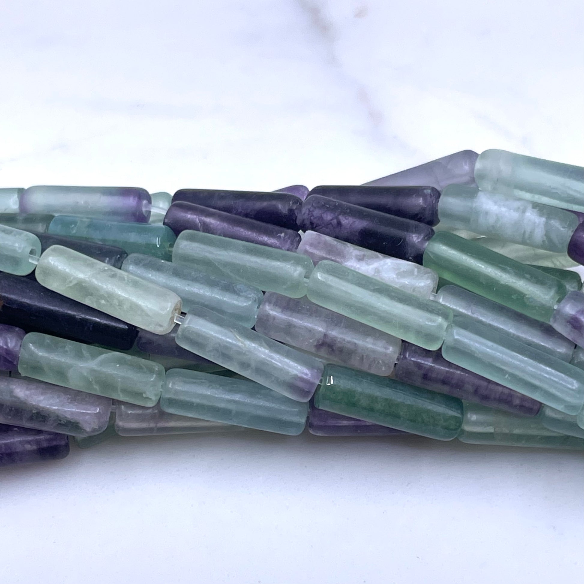 Flourite tube beads