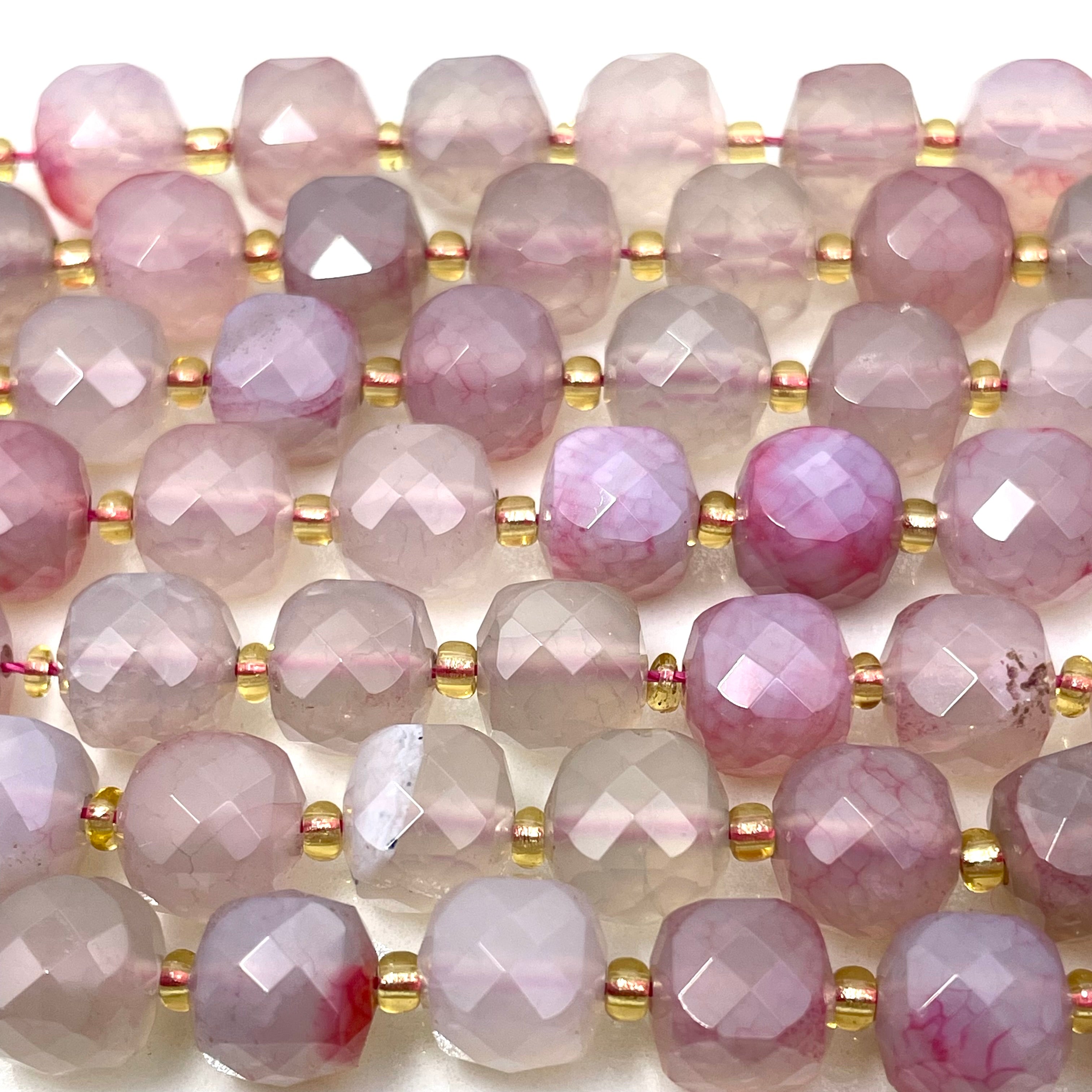 8mm Cube Faceted Agate Beads ( Half Strand )