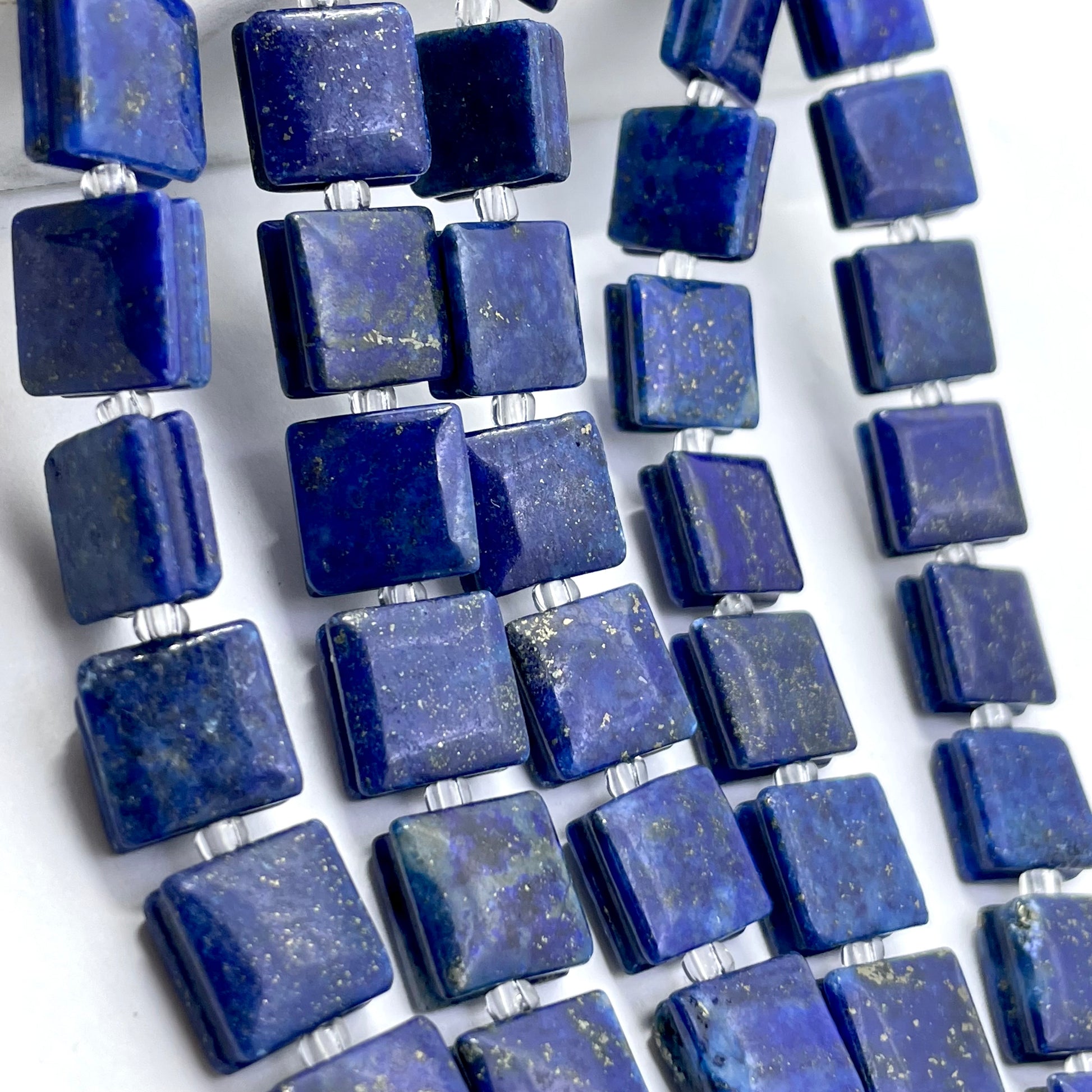 Flat square lapis lazuli beads
