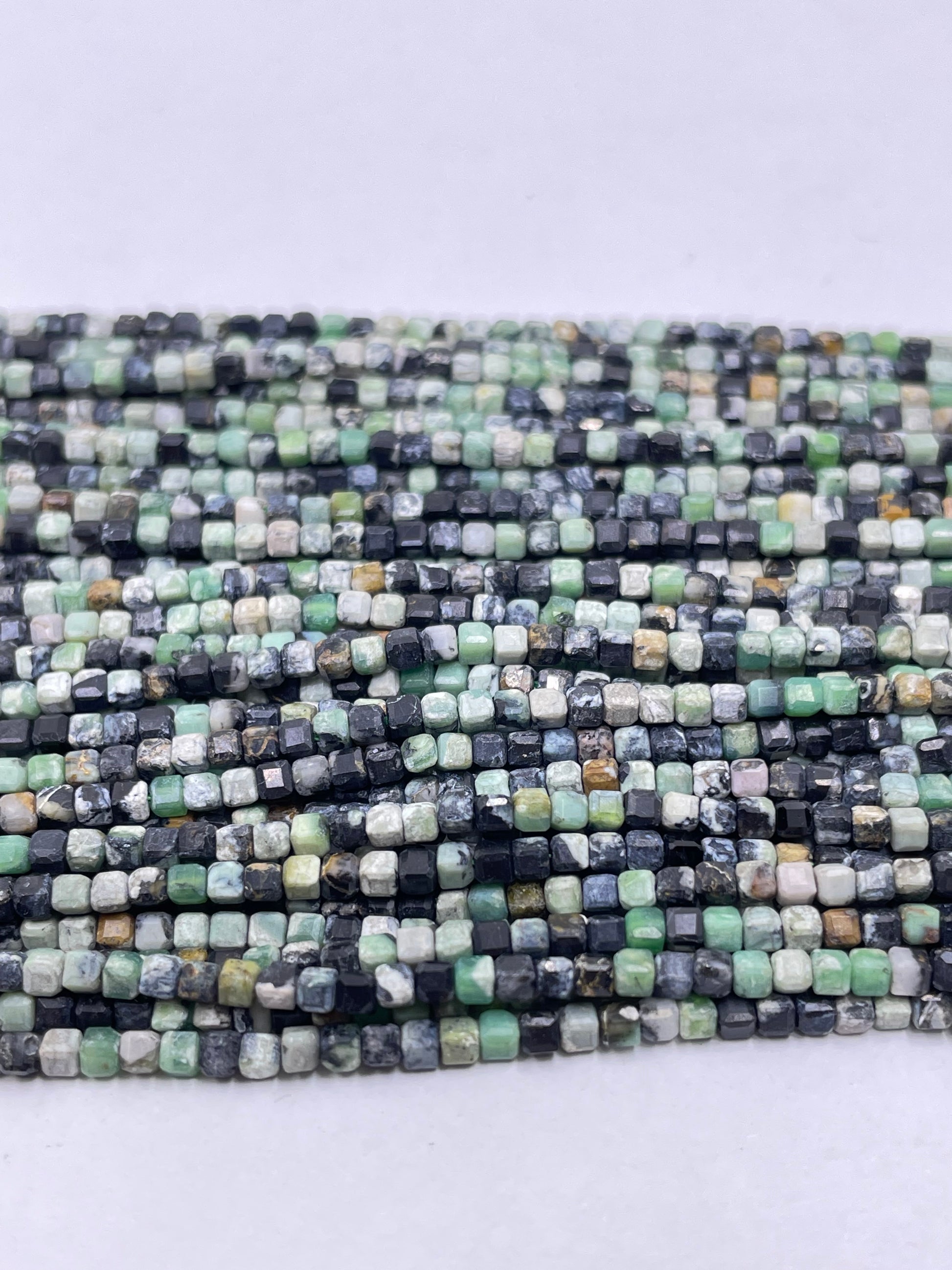 2mm cube faceted variscite beads