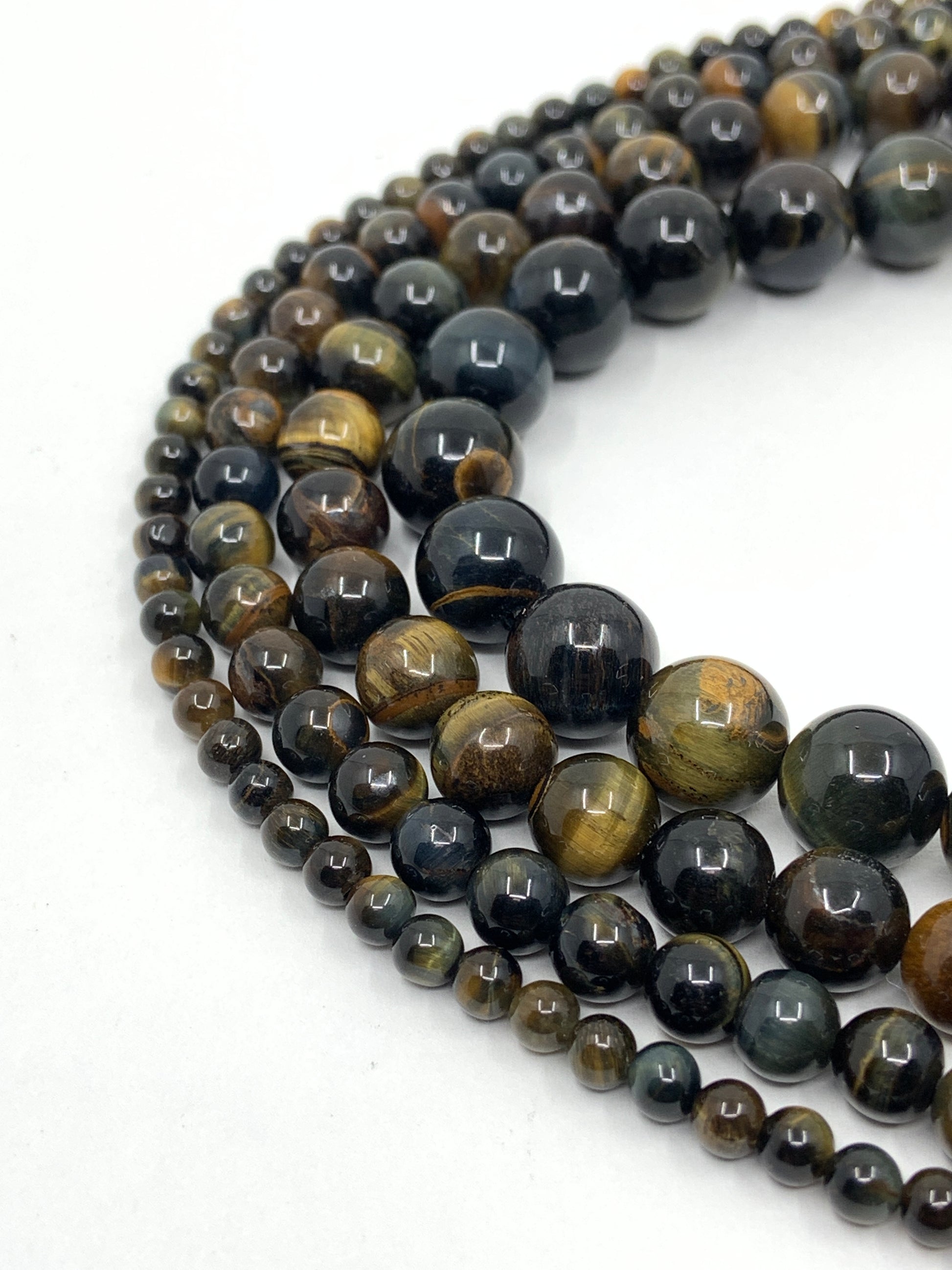 4mm, 6mm, 8mm, 10mm Yellow Blue Tiger Eye Beads