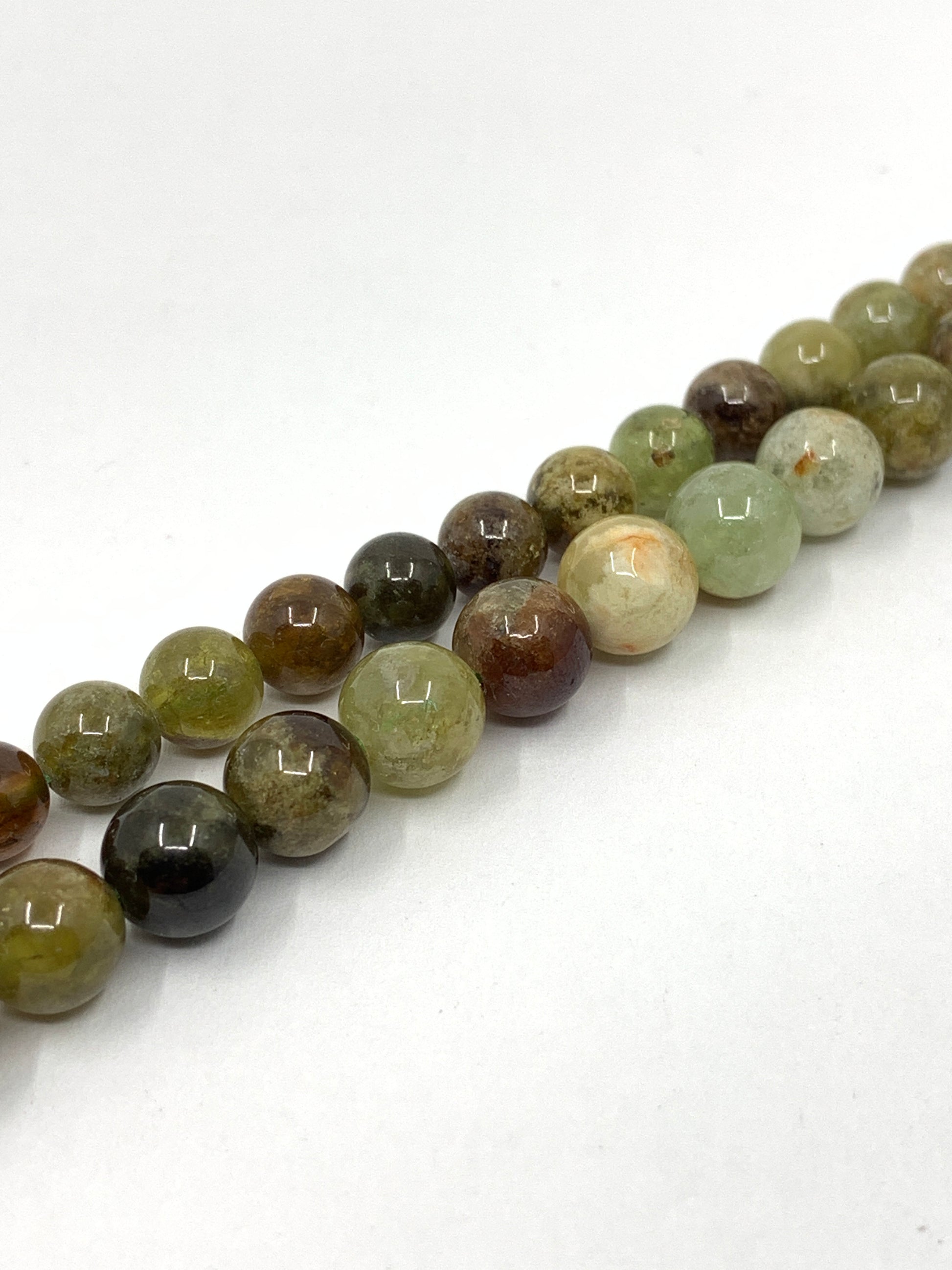 6mm and 8mm green garnet round beads