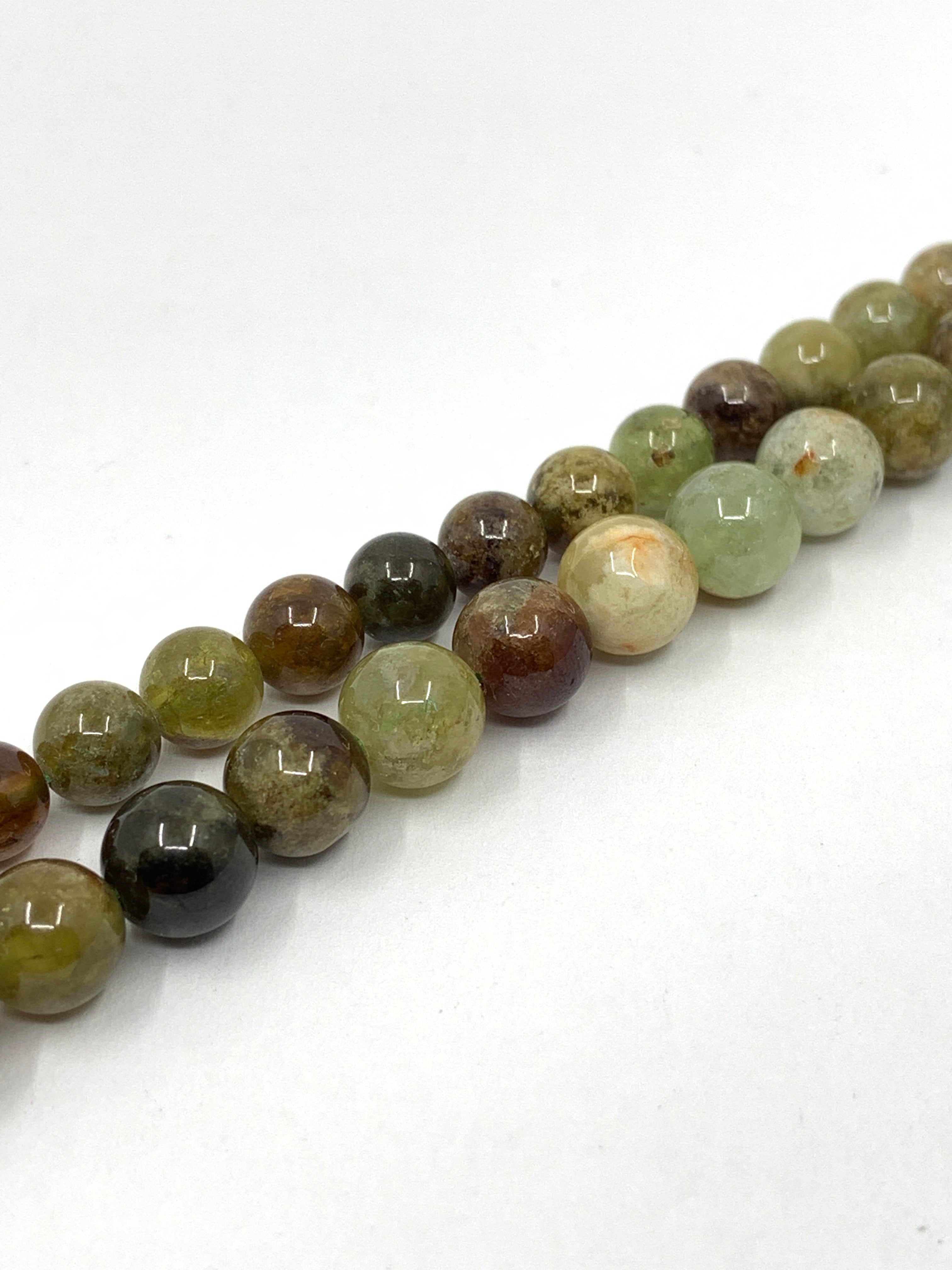 6mm and 8mm green garnet round beads