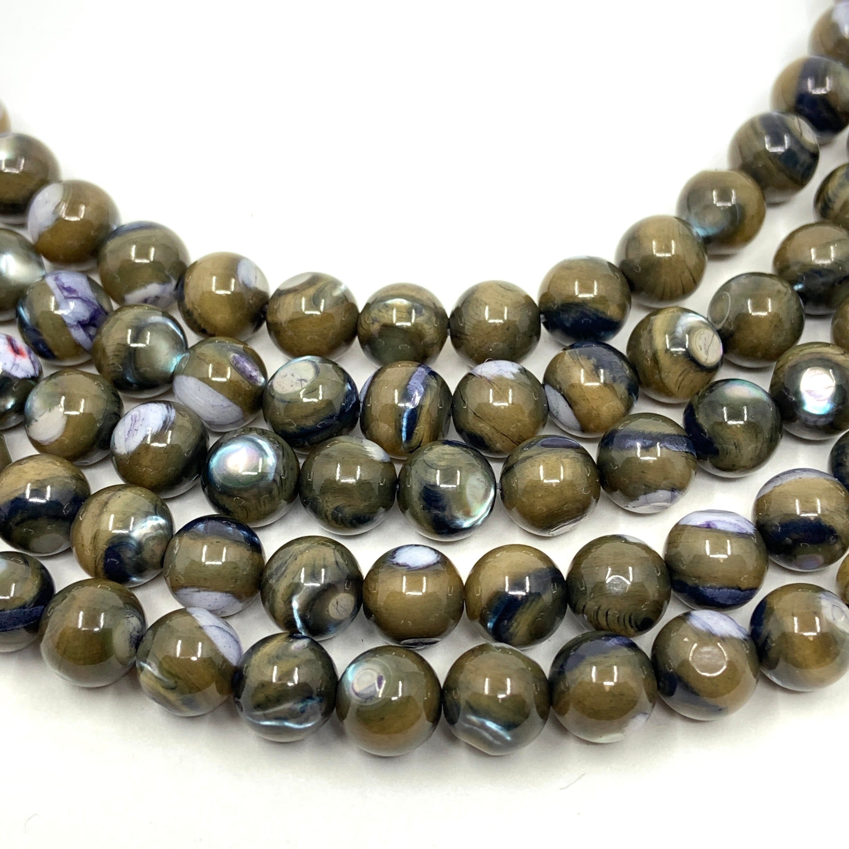 Olive Green Mother of Pearl Beads
