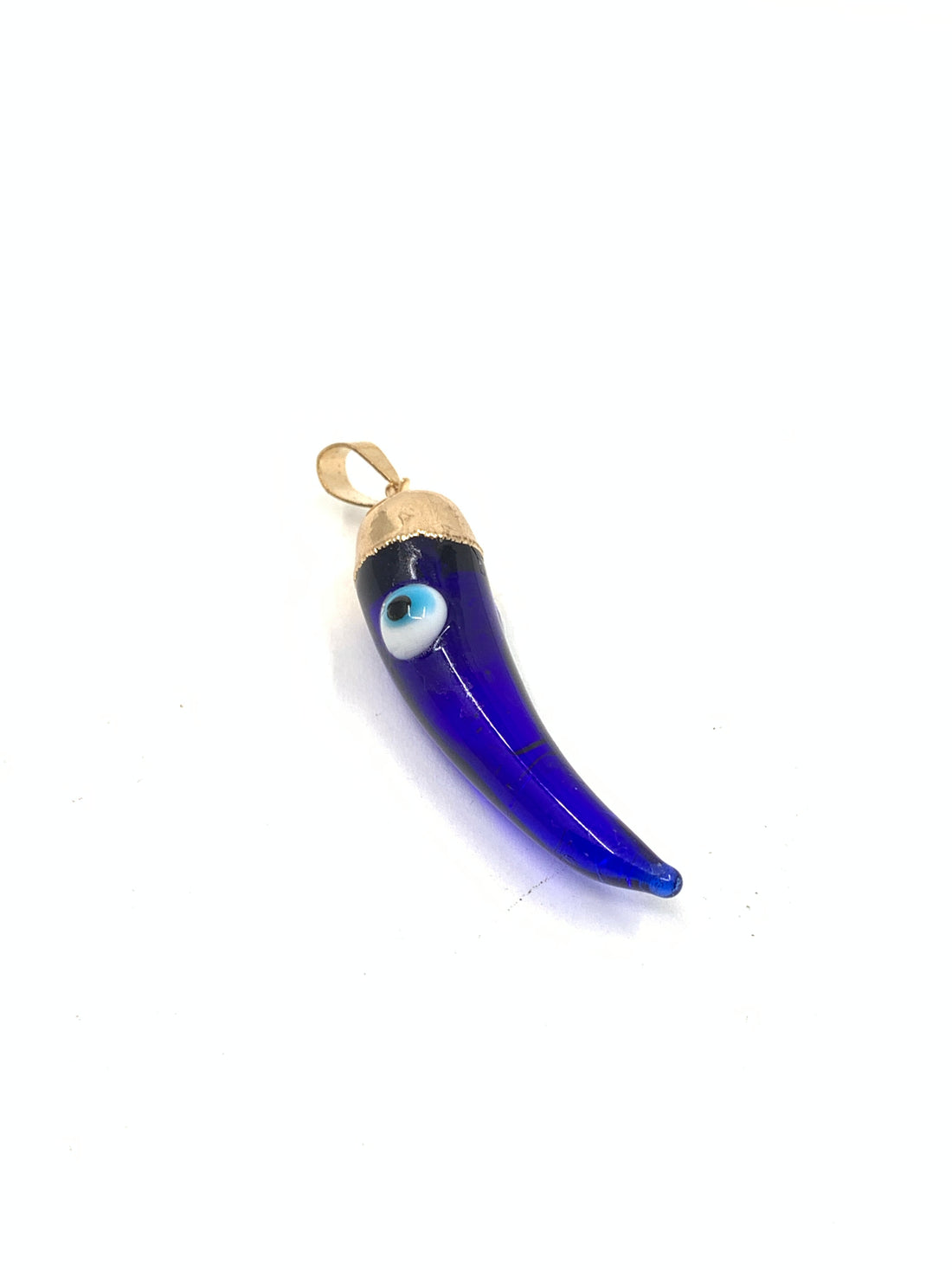 Murano glass horn pendant with double sided evil eye