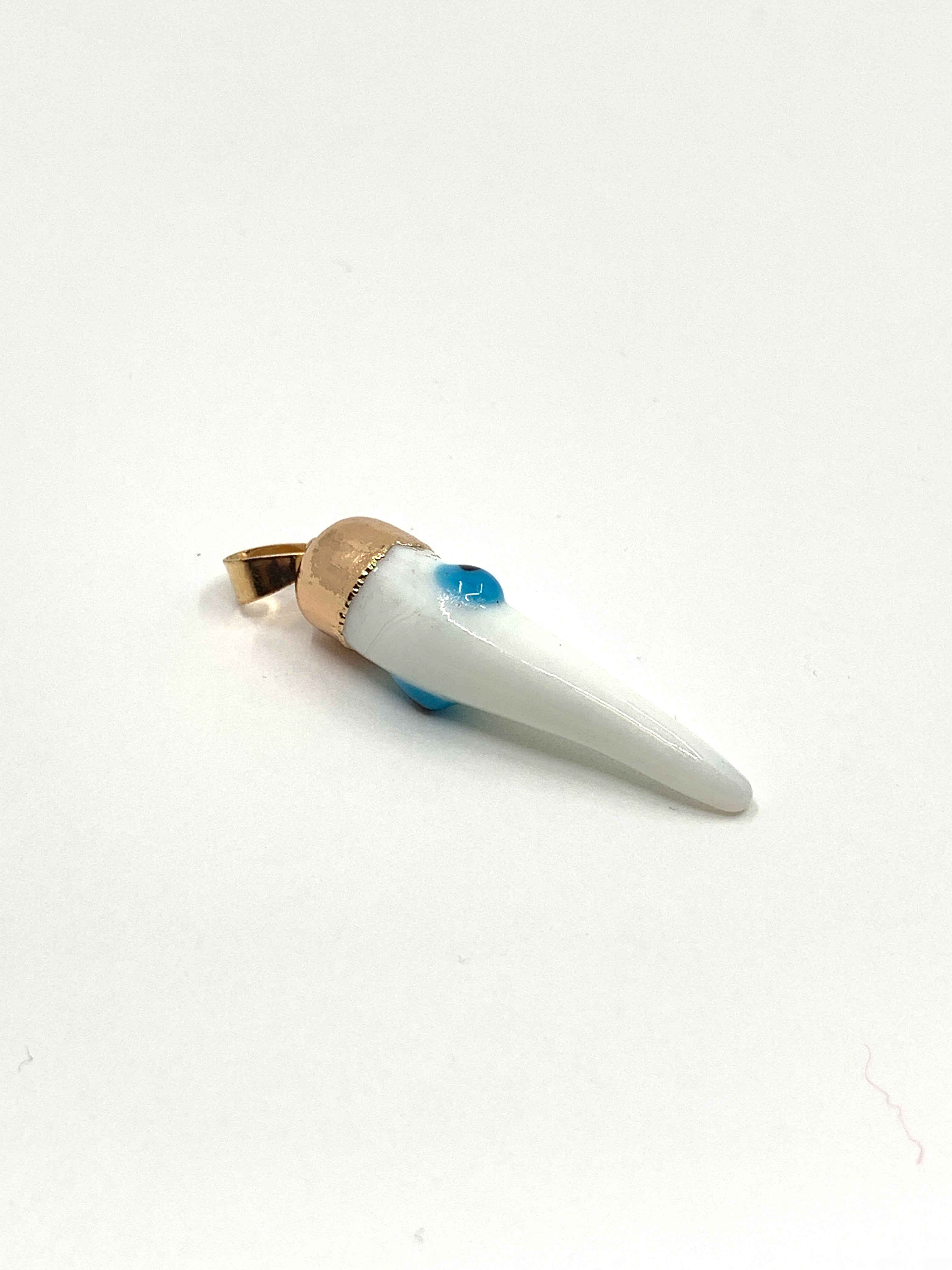 Murano glass white horn pendant
