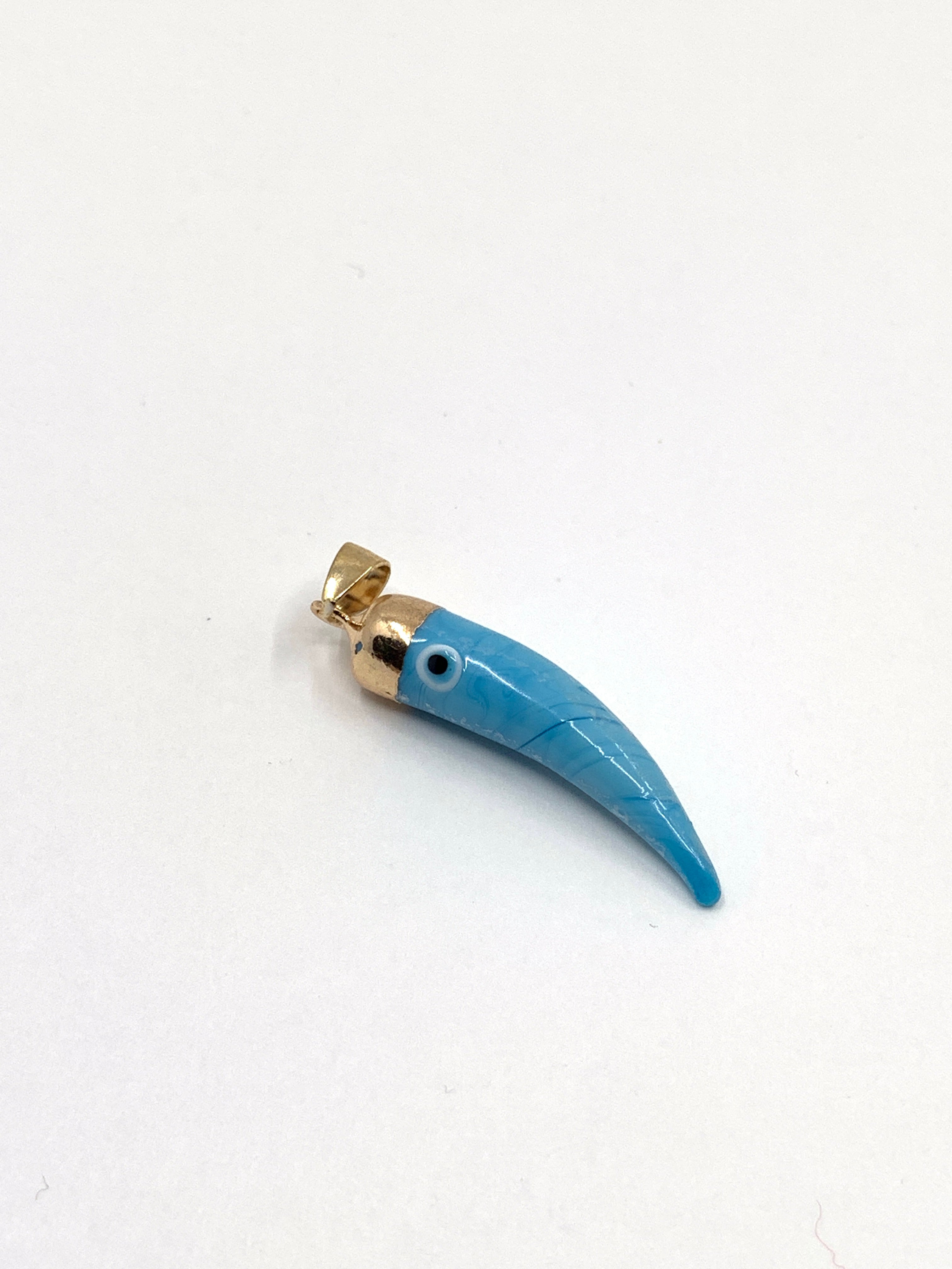 Light blue double sided horn pendant
