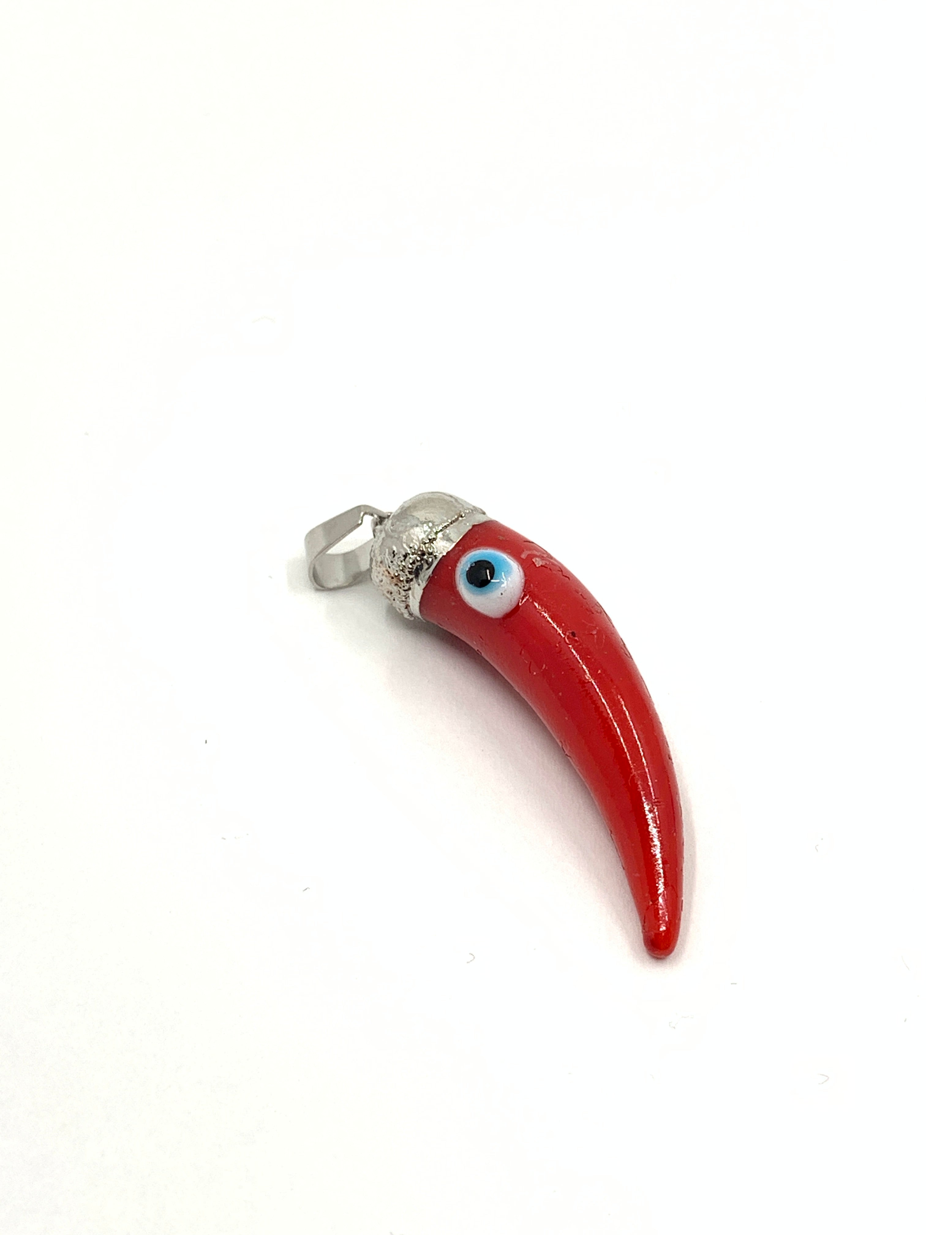 Red horn pendant with silver brass bail