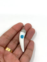 White horn pendant with silver brass bail