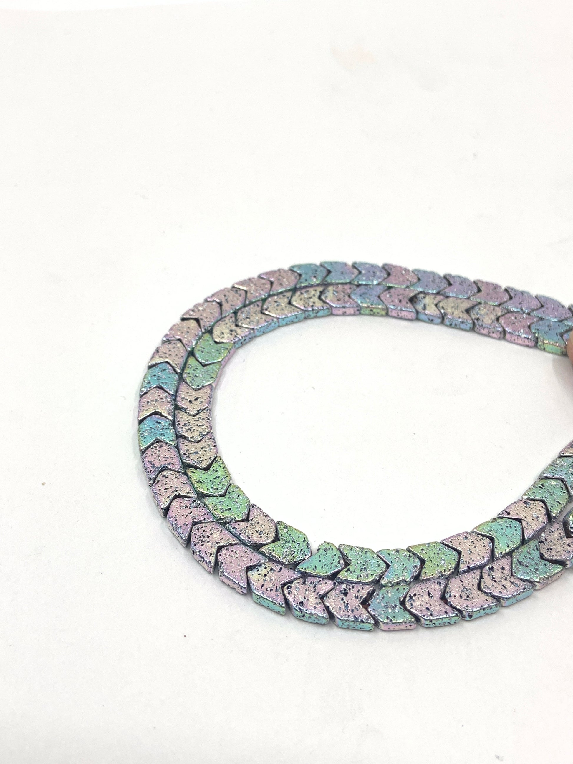 Lava Arrow Chevron Beads in Silver AB Color
