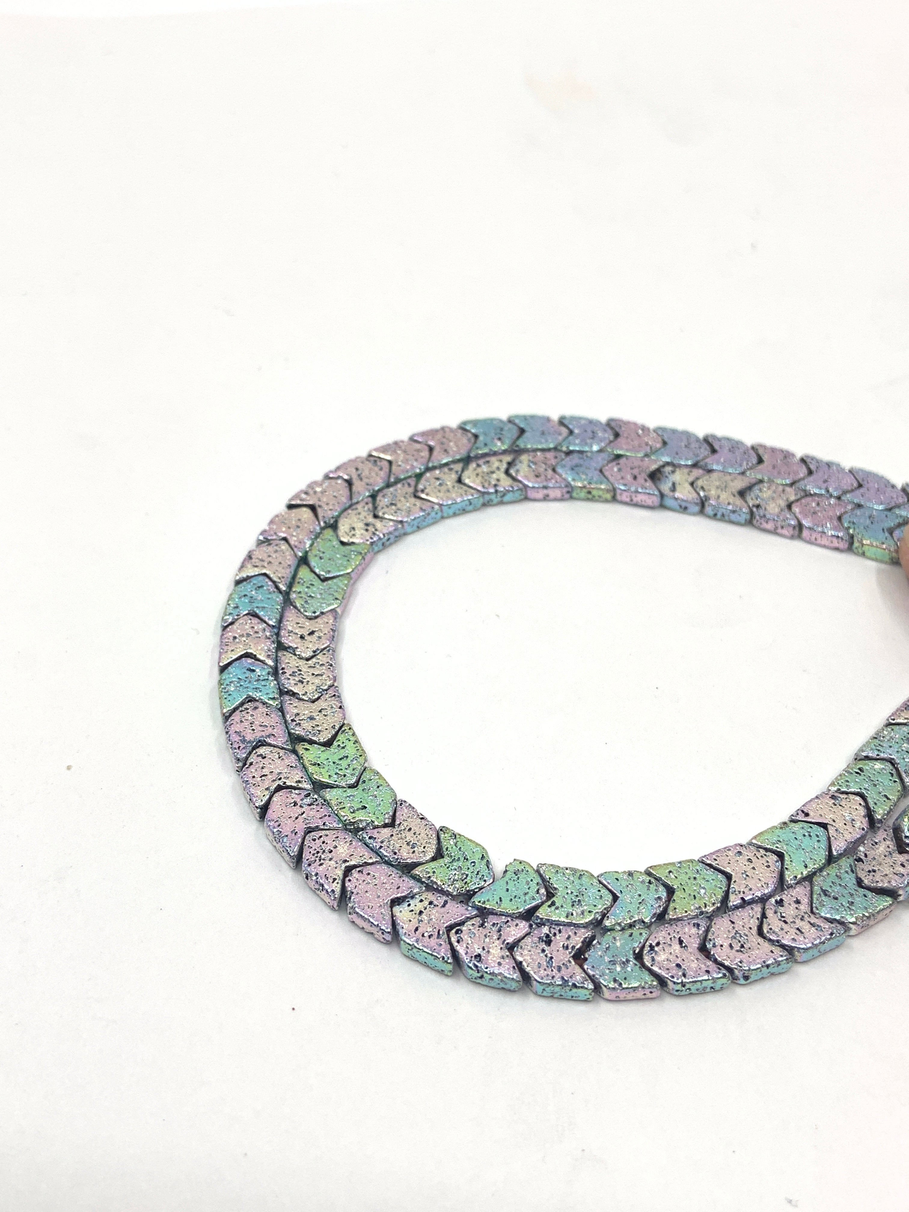 Lava Arrow Chevron Beads in Silver AB Color