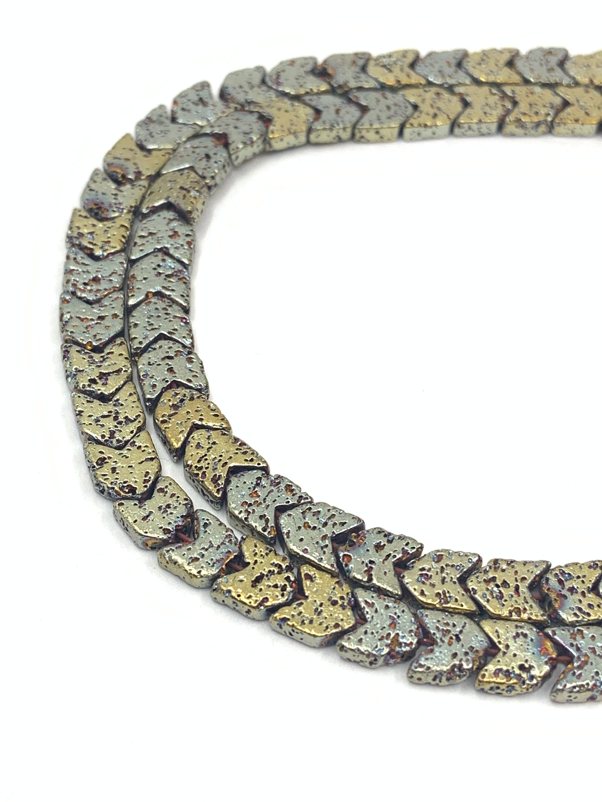 Lava Arrow Chevron Beads in gold ab color