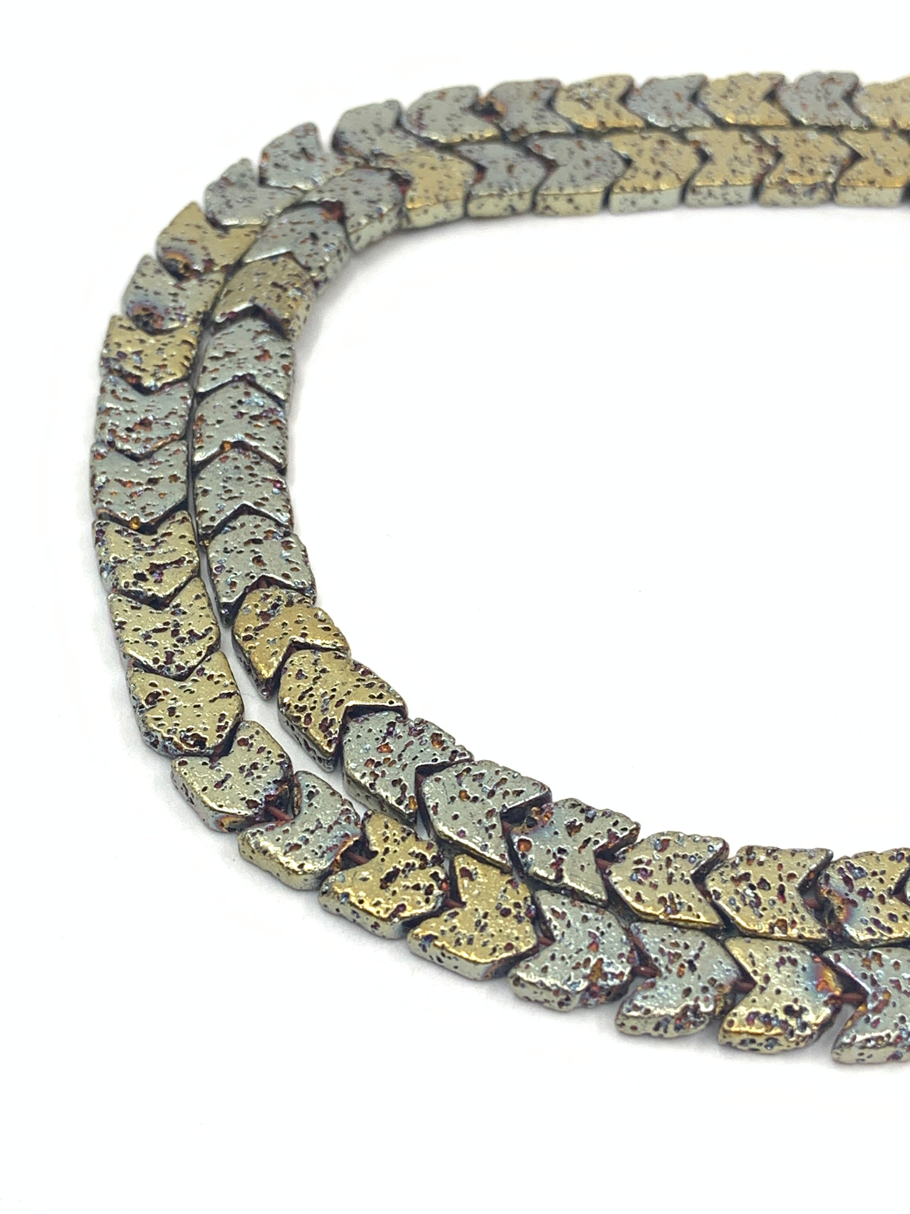 Lava Arrow Chevron Beads in gold ab color