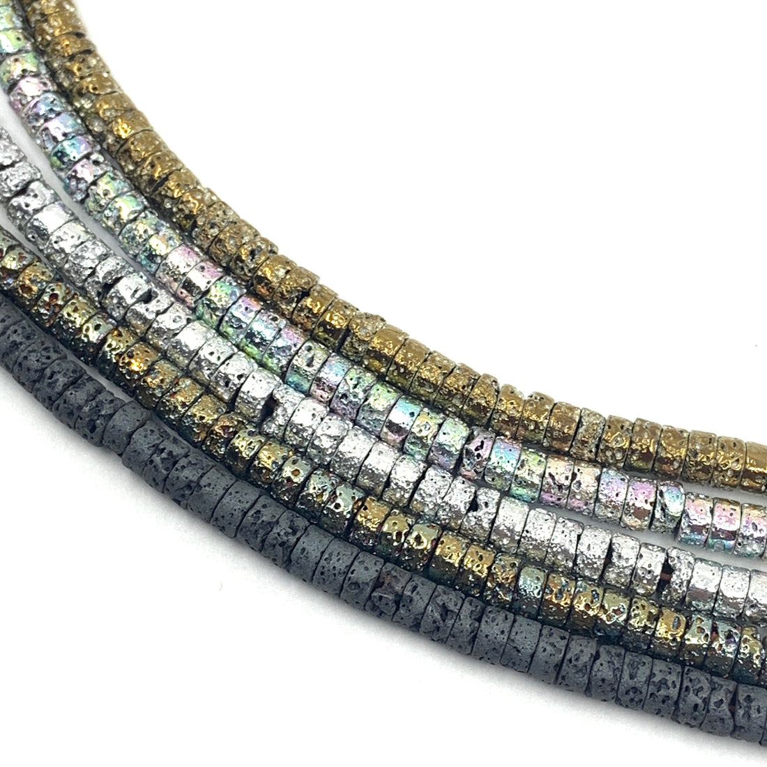 Lava Flat Round Spacer Beads
