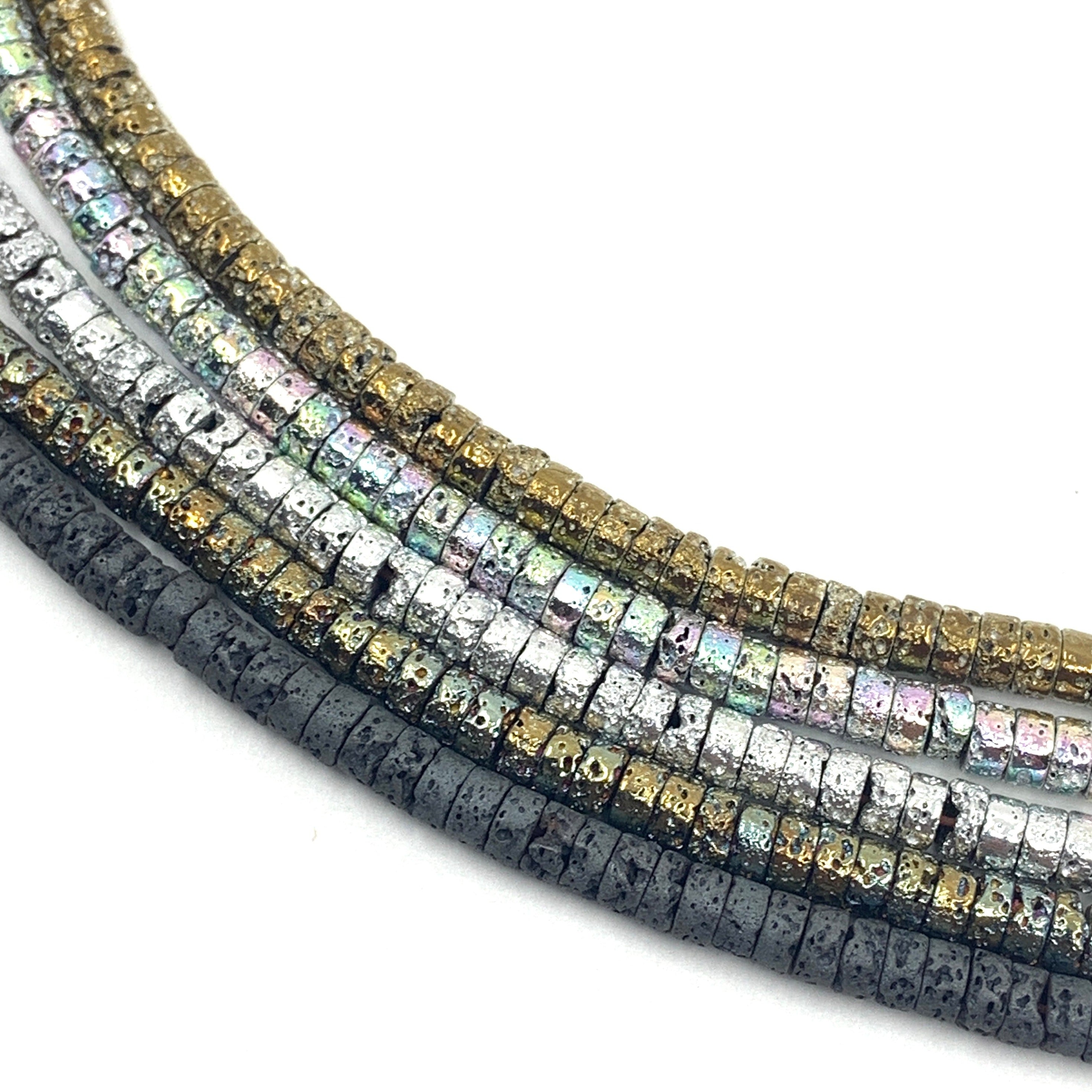 Lava Flat Round Spacer Beads