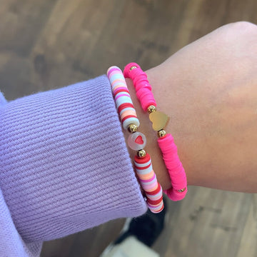 Clay Bead Heart Bracelets
