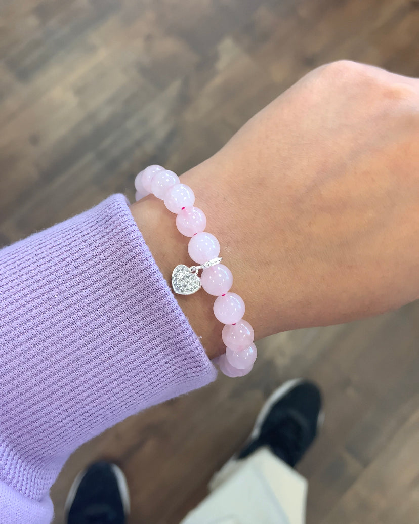 Rose Quartz Heart Bracelet