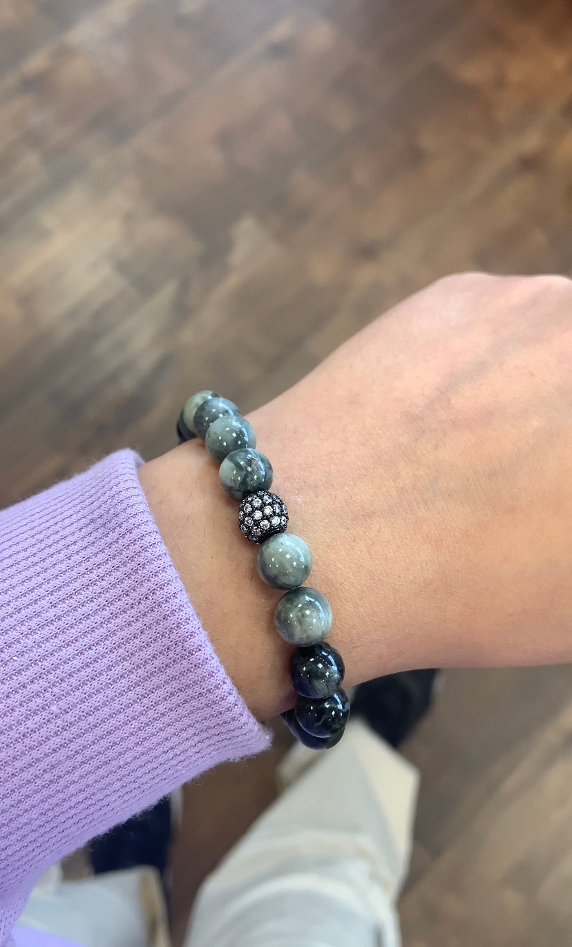 Eagle eye cz bead bracelet