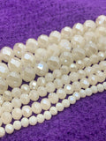Opaque Pastel Cream Rondelle Glass Beads