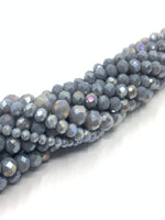 Opaque grey ab glass beads
