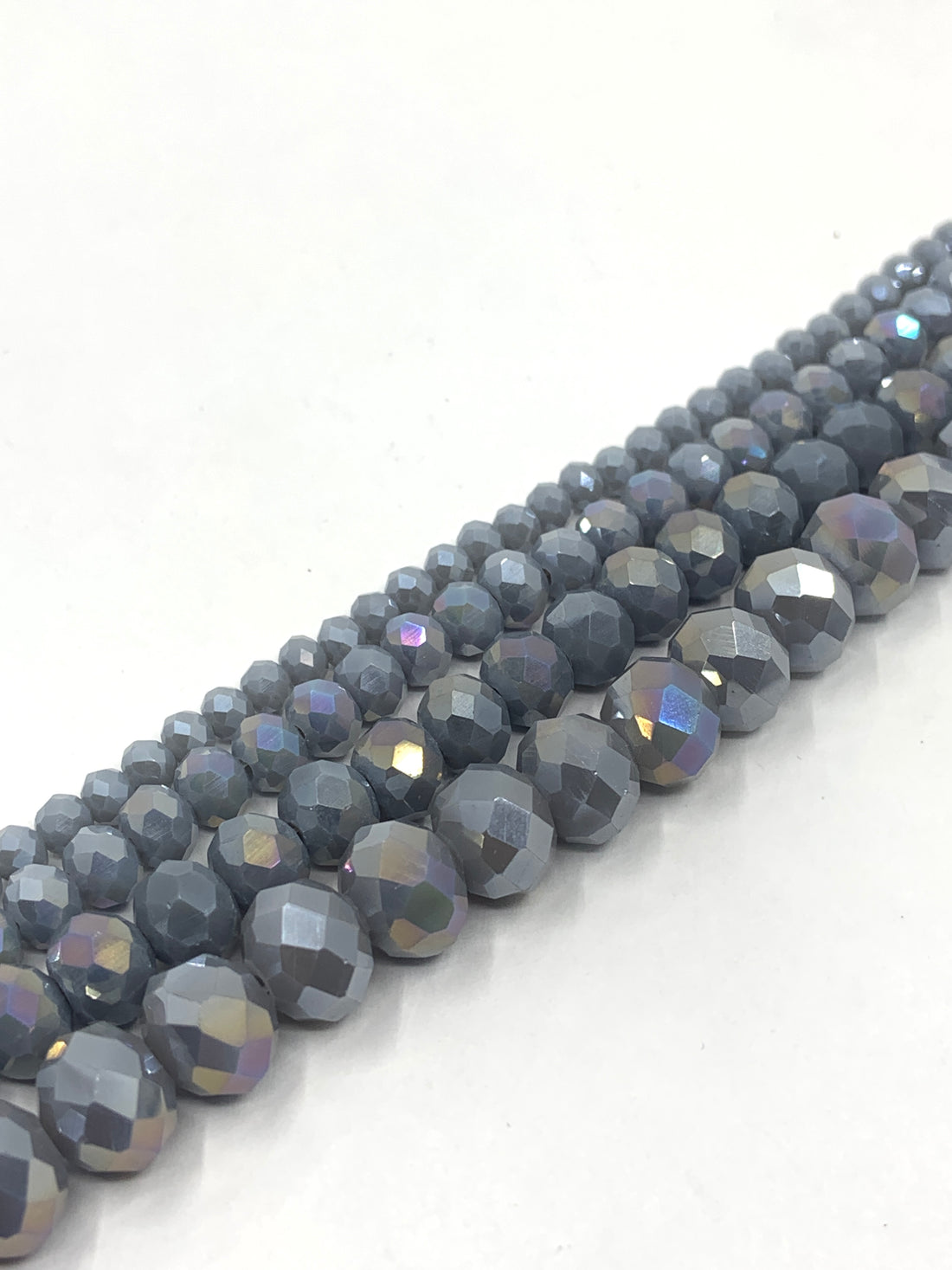 Rondelle Grey glass beads
