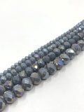 Dark grey rondelle glass beads for jewelry making