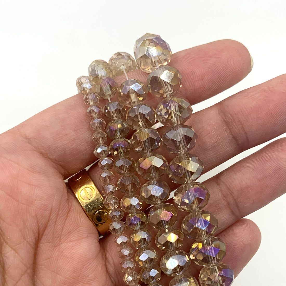 Golden shadow transparent glass beads for jewelry making