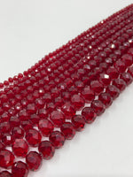 Transparent dark red rondelle glass beads