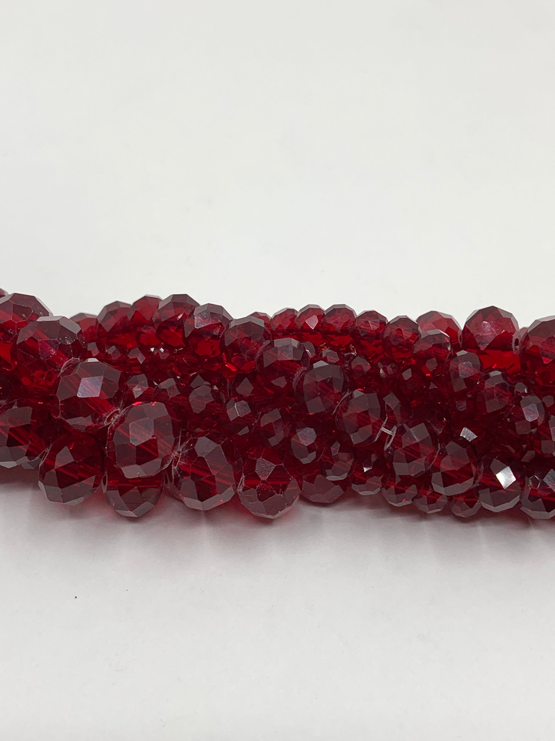 4mm, 6mm, 8mm and 10mm rondelle siam red glass beads