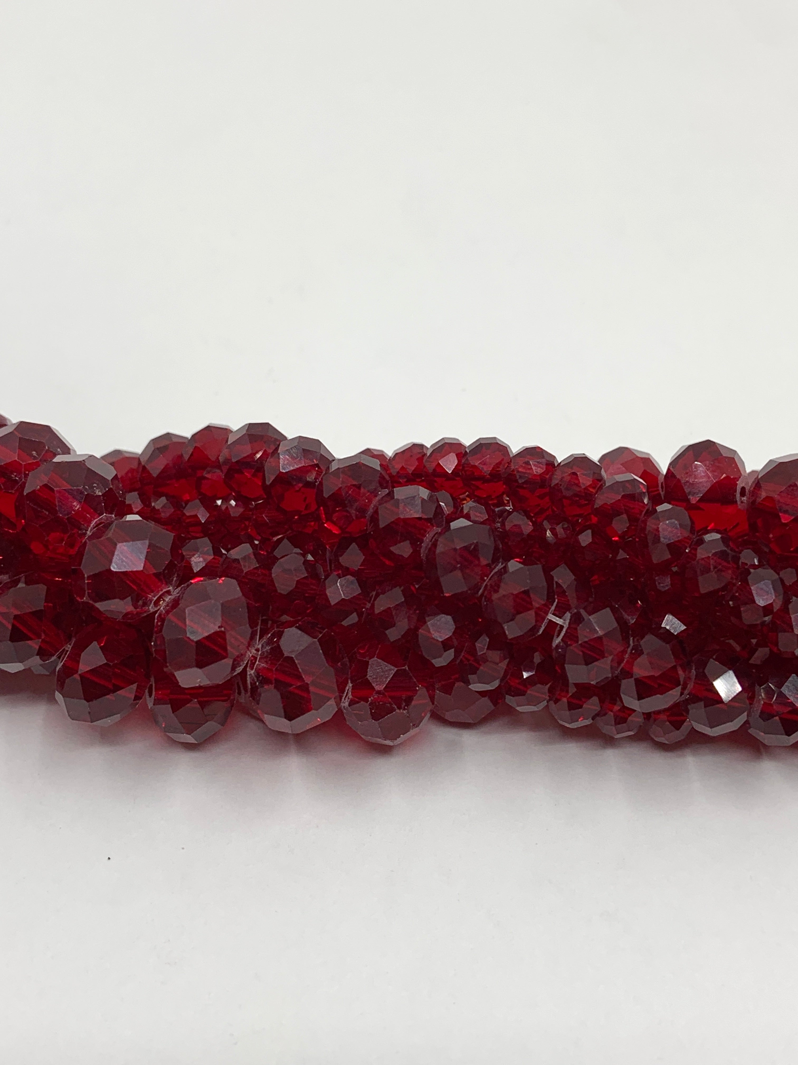4mm, 6mm, 8mm and 10mm rondelle siam red glass beads