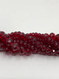 4mm, 6mm, 8mm and 10mm rondelle siam red glass beads