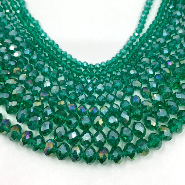 Green AB Rondelle Glass Beads