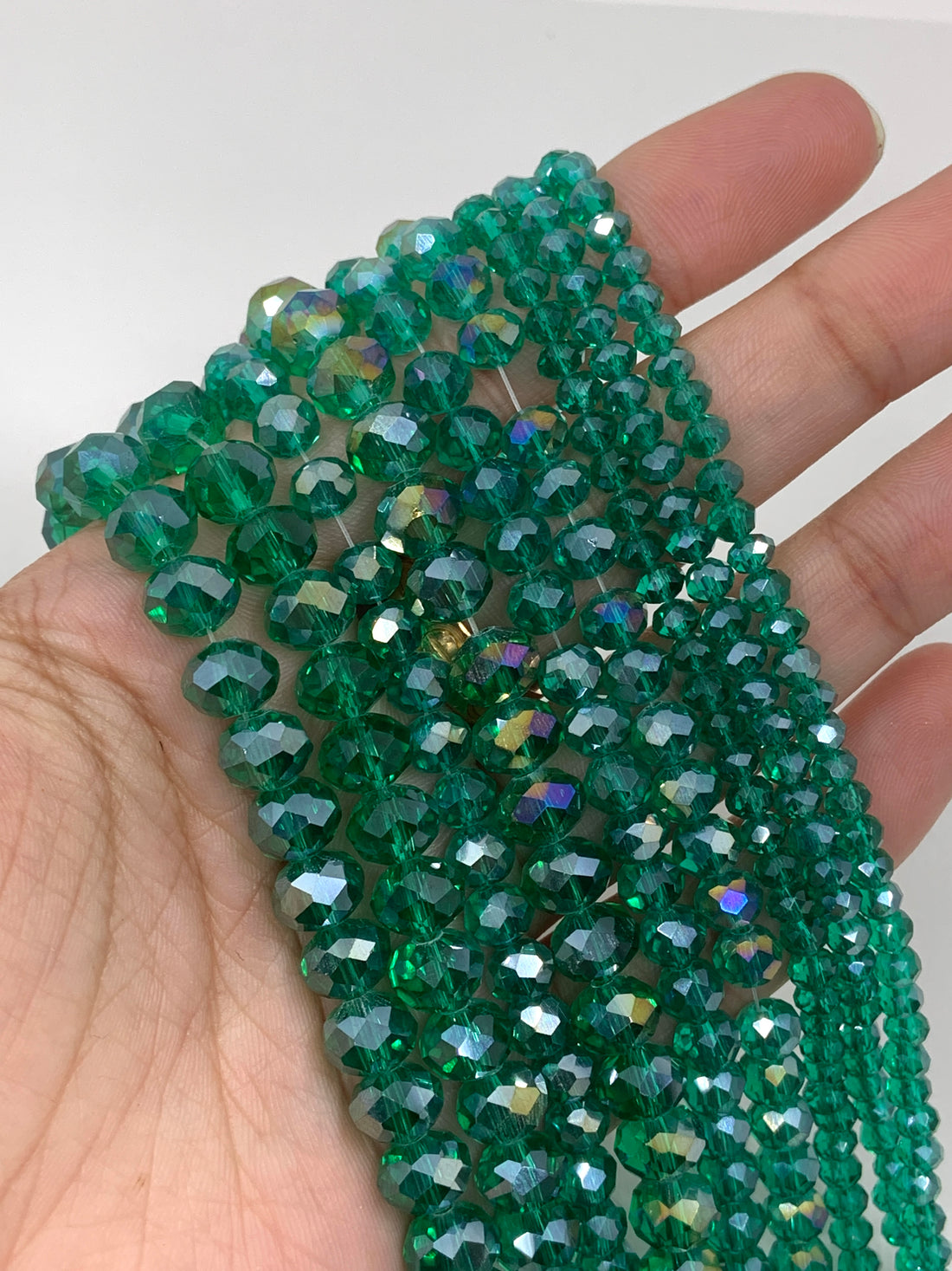 Green AB Rondelle Glass Beads