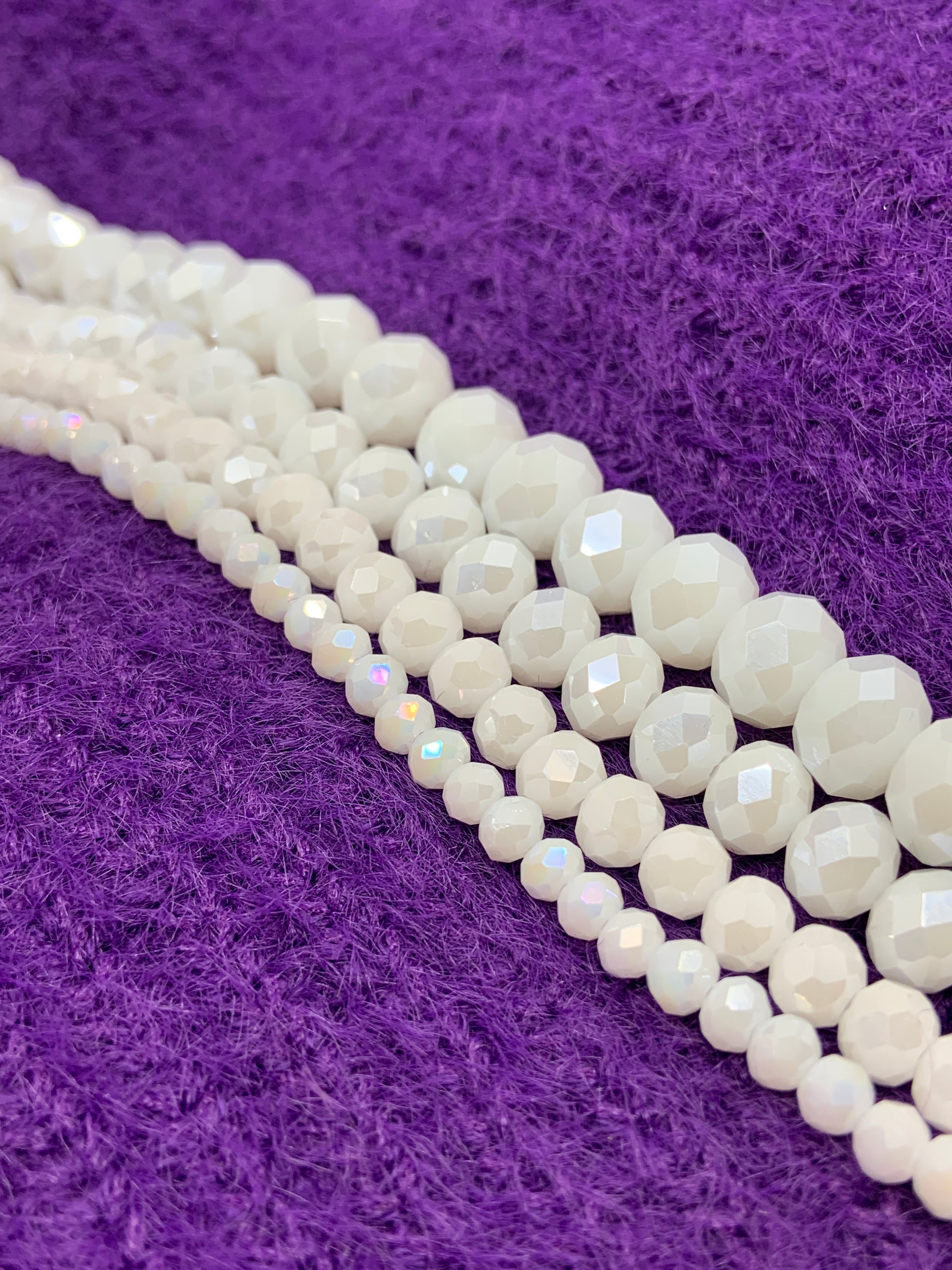 Chalk White AB Glass Beads