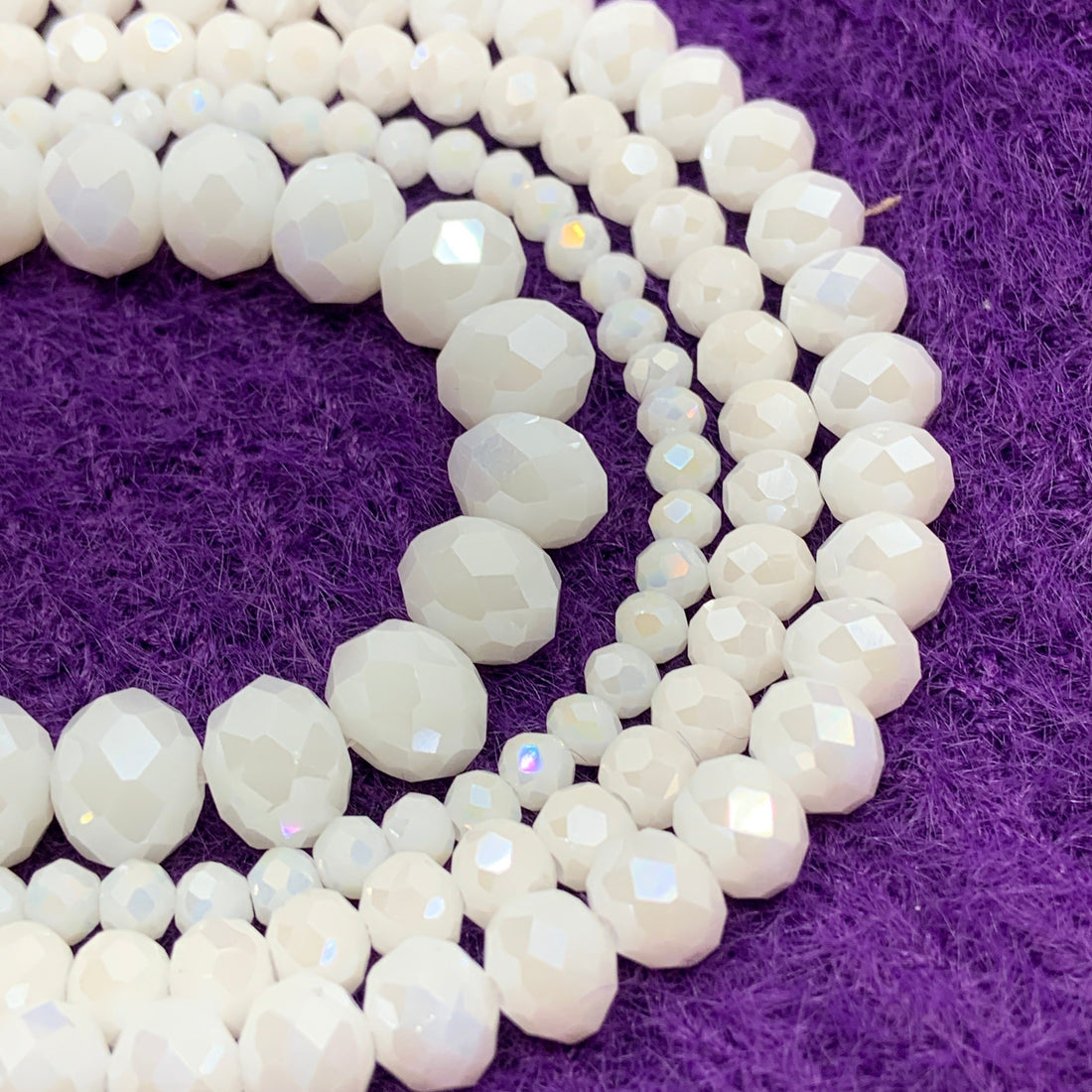 Chalk White AB Glass Beads