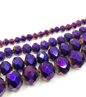 4mm, 6mm, 8mm and 10mm Metallic purple glass beads for jewelry making