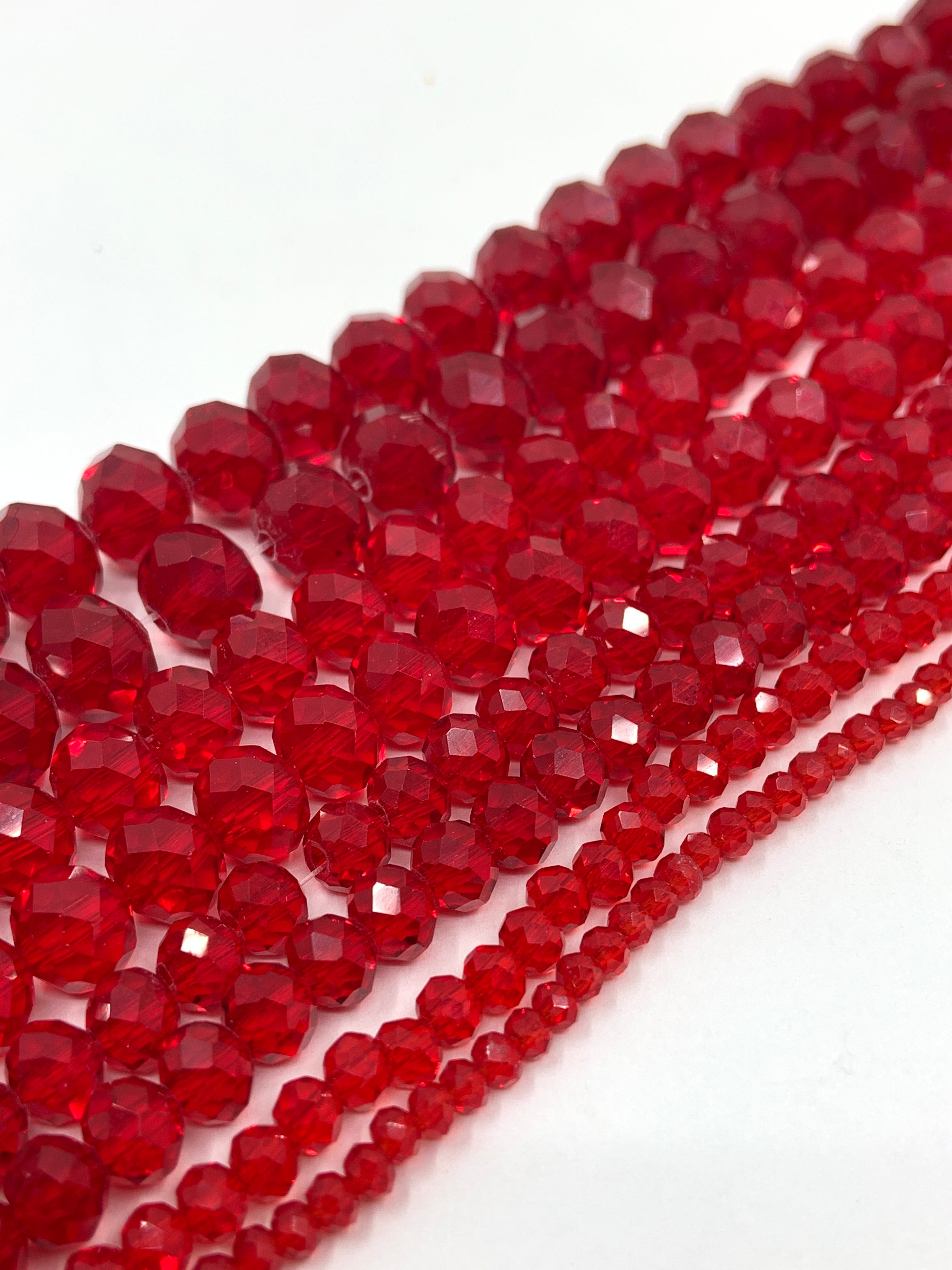 Light Siam Red Rondelle Glass Beads